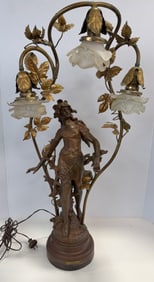 Antique French "Thiyade" Figural Bronze Lamp