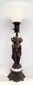 Vintage Neoclassical Three Women Figural Spelter Lamp