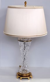 Vintage Marbro Murano Crystal Column With Brass Base Lamp