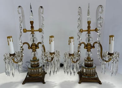 Pair Of Antique French Crystal Girandoles