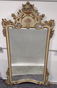 Large French Louis XV Style Gilt Decorated Frame Mirror
