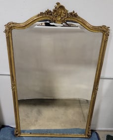 Large Antique French Louis XV Style Gilded Mirror