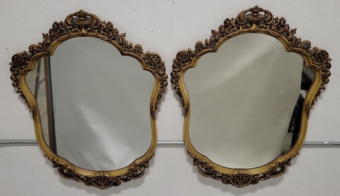 Pair Of Italian Rococo Style Molded Frame Mirrors
