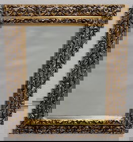 Antique French Baroque Rococo Carved Gilt Wood Mirror
