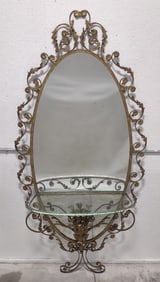 Wrought Iron Dressing Or Hall Mirror With Console Shelf