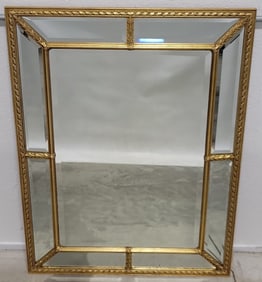 Large Gold Gilt Beveled Glass Mirror
