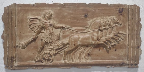 Palladia Italy Chariot With Horses Wood Carving In Relief