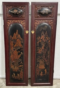 Pair Of Antique Chinese Hand Decorated Doors