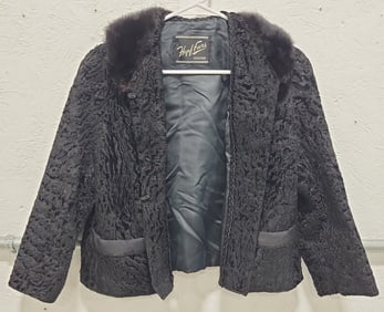 Ladies Vintage Hopf Furs Black Persian Lamb Waist Jacket