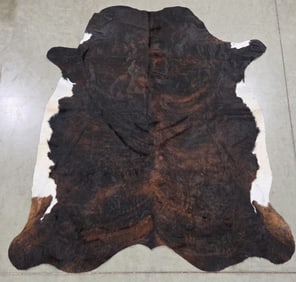 Dark Brown & White Cow Hide Rug