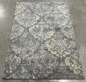 Rizzy Home Gossamer Collection Grey/Cream 100% Wool 59' x 93" Area Rug