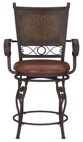 New in box Powell Big and Tall Copper Stamped Back Counter Stool with Arms