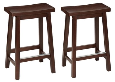 New in box Set of 2 Solid Wood Saddle-Seat Kitchen Counter Barstool with Footrest