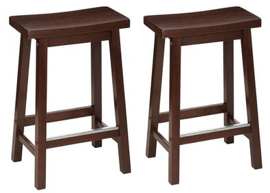 New in box Set of 2 Solid Wood Saddle-Seat Kitchen Counter Barstools with Footrest