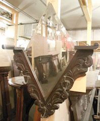 Argentinean carved wood mirror with hooks: Argentinean carved wood mirror with hooks