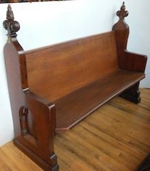 American carved oak pew: American carved oak pew