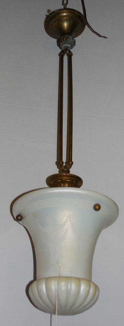 American Chandelier w/ Steuben Shade: American Chandelier w/ Steuben Shade