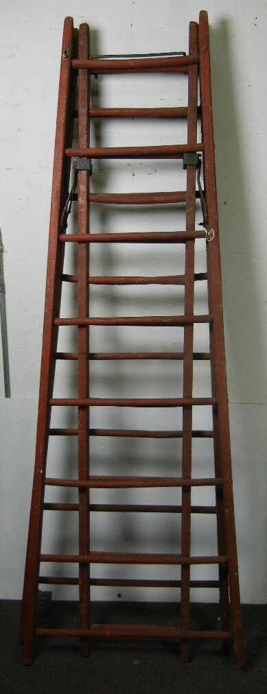 Primitive Wood Folding Ladder, w/Original Paint: Primitive Wood Folding Ladder, w/Original Paint