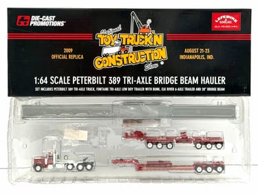 DCP 1:64 Lefebvre Sons Inc. Peterbilt 389 Tri-Axle Bridge Beam Hauler with Box