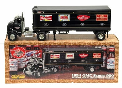 ERTL 1954 GMC Series 950 Budweiser Authentic Replica Die-Cast Coin Bank Truck with Box