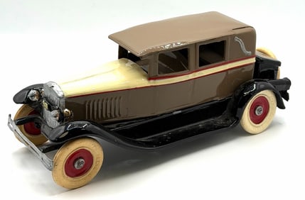 1930's Kingsbury Brougham Sedan Pressed Steel Wind-Up Toy Car