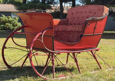 Antique Waterloo Wagon Co. Wooden Horse Drawn Sleigh