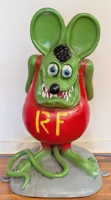 3ft Cast Metal Rat Fink Statue