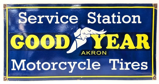 Contemporary SSP Goodyear Service Station Motorcycle Tires Advertising Sign