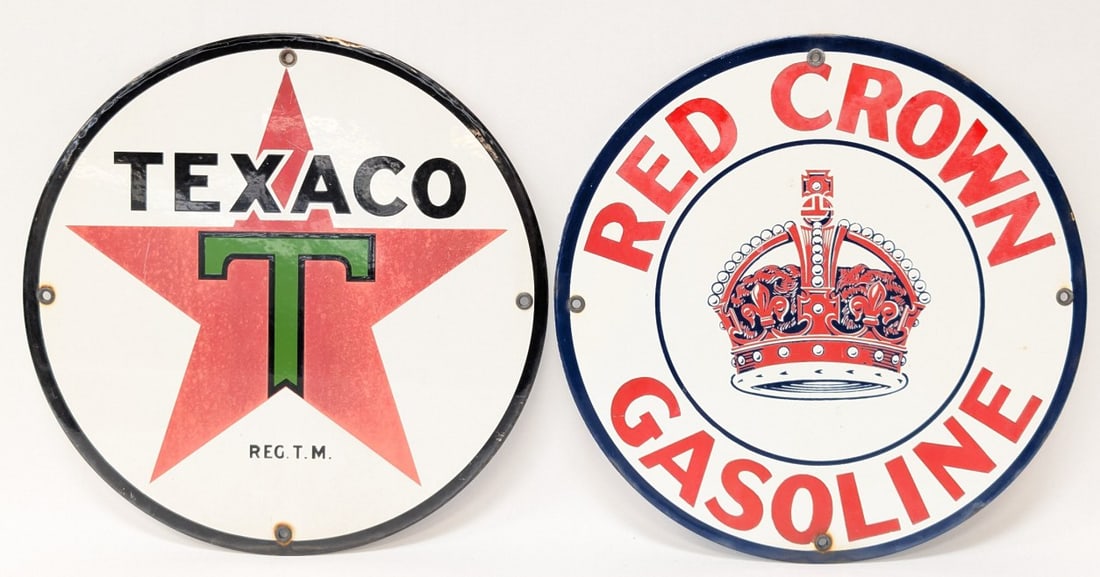 (2) Contemporary SSP Texaco & Red Crown Gasoline Pump Plates (1 of 4)