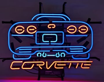 Chevrolet Corvette Rear End 3-Color Neon Sign 19in x 15in