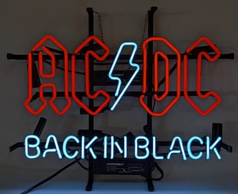 AC DC Back in Black 2-Color Neon Sign 17in x 13.5in
