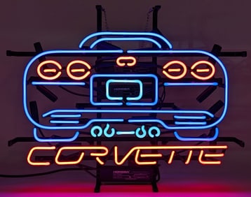 Chevrolet Corvette Rear End 3-Color Neon Sign 19in x 15in