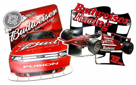 (2) Tin Budweiser NASCAR Signs