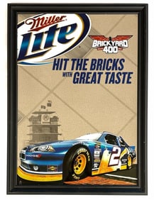 Miller Lite Brickyard 400 Reflective/Mirror Advertisement Sign