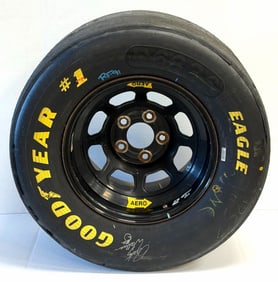 Autographed By Rusty Wallace #2 Good Year Eagle NASCAR Racing Tire & Rim