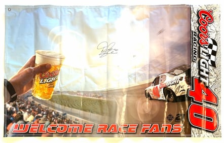 Autographed NASCAR Coors Light Racing "Welcome Race Fans" Fence Banner