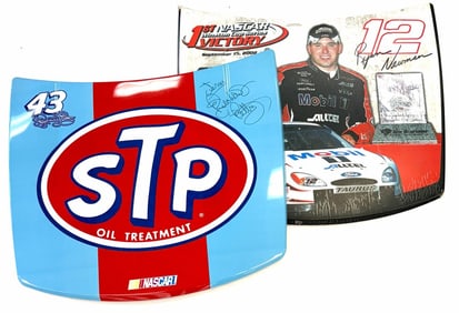 (2) Autographed Richard Petty & Ryan Newman Display Racing Car Hoods