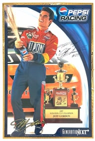 Large Autographed Jeff Gordon 1997 Winston Cup Champion Pepsi Racing Framed Poster NASCAR Racing Mem