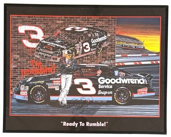 Autographed Dale Earnhardt "Ready To Rumble" Framed Print NASCAR Racing Memorabilia