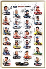 Autographed Ford Motorsport The Fastest Overall In Racing Framed Poster NACAR Memorabilia