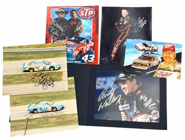 (6) Autographed Bobby Allison, Kyle Petty, Richard Petty, & More