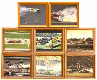 (8) Autographed Danica Patrick, Kyle Larson, Tony Stewart, Davey Allison, Alan Kulwicki, & More Fram