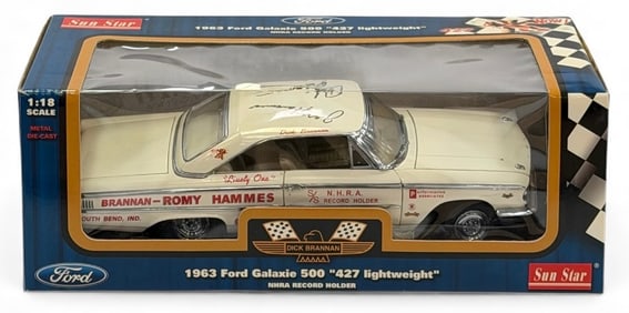 Sun Star 1:18 Scale Autographed 1963 Ford Galaxie 500 Brannan-Romy Hammes NIB