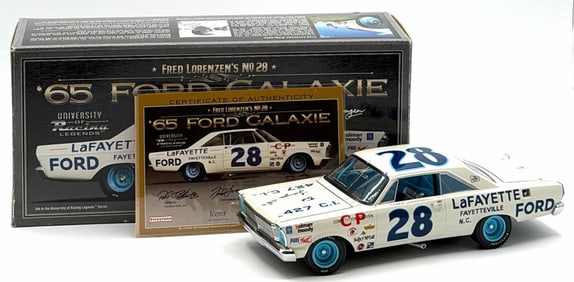Icons 1:24 Autographed Fred Lorenzen No.28 1965 Ford Galaxie In Box, With COA