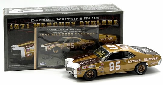 Icons 1:24 Autographed Darrell Waltrip No. 95 1971 Mercury Cyclone In Box With COA