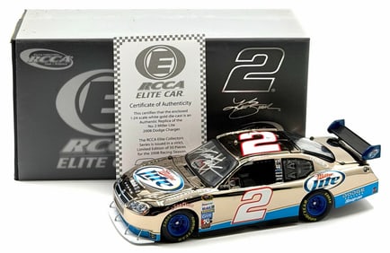 Action 1:24 Autographed Kurt Busch #2 Miller Lite Elite Car 2/50 In Box With COA