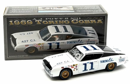 University Of Racing Legends 1:24 Autographed A.J. Foyt #11 1969 Torino Cobra In Box
