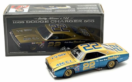 University Of Racing Legends 1:24 Autographed Bobby Allison #22 1969 Dodge Charger 500 In Box