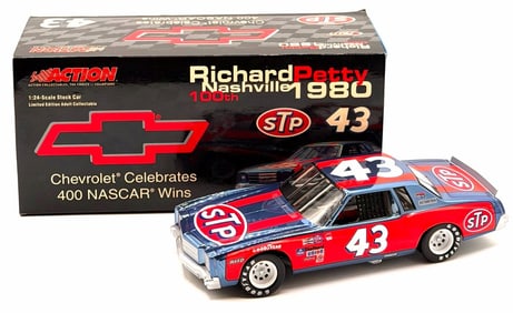 Action Racing 1:24 Richard Petty #43 STP Chevy 400 Win 1980 Monte Carlo Club Car Color Chrome In Box