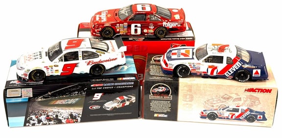 (3) 1:24 Autographed Kyle Petty, Mark Martin, & Kasey Kahne Die-Cast Collectables